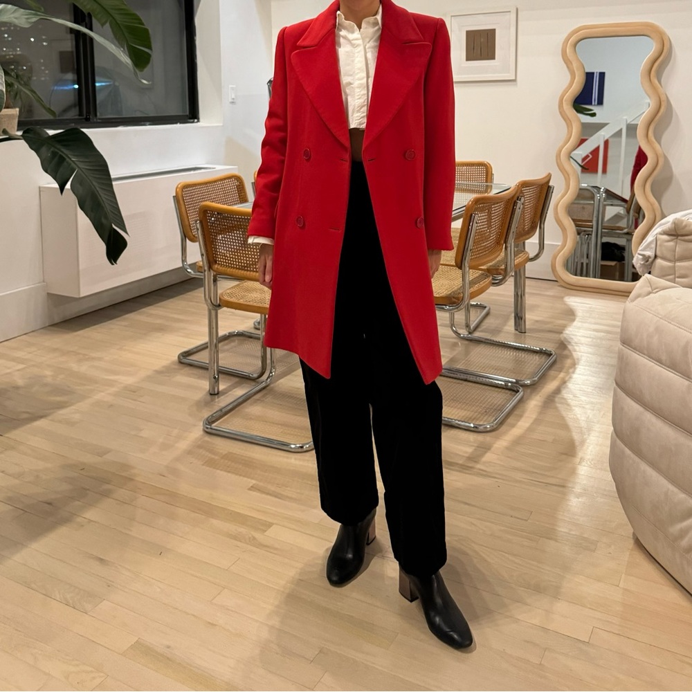 Giorgio Armani red pea coat 😍
